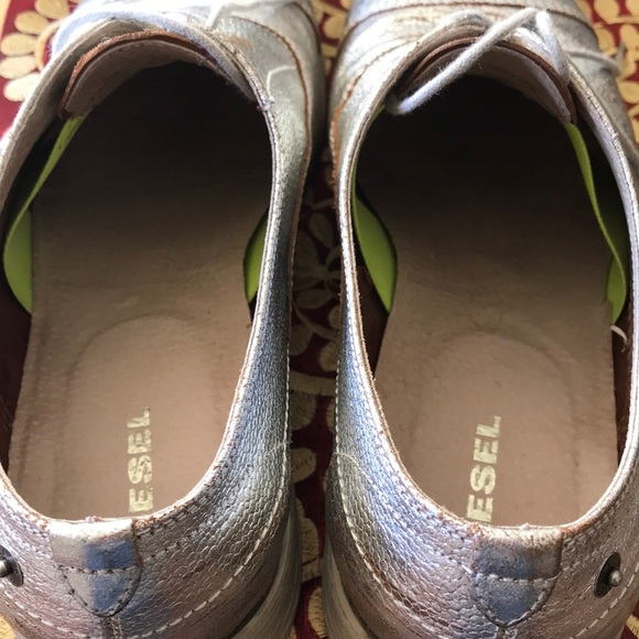 Diesel Silver Leather Men’s Oxford size 10.5 / 44 - Picture 6 of 9